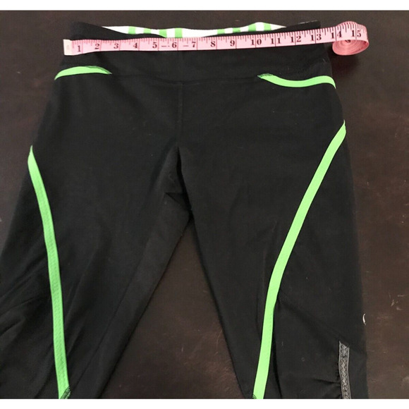 Lululemon Run Pace Crop Black/Ocean Stripe Frond Zip Back Pocket Leggings - 6 - Picture 5 of 9